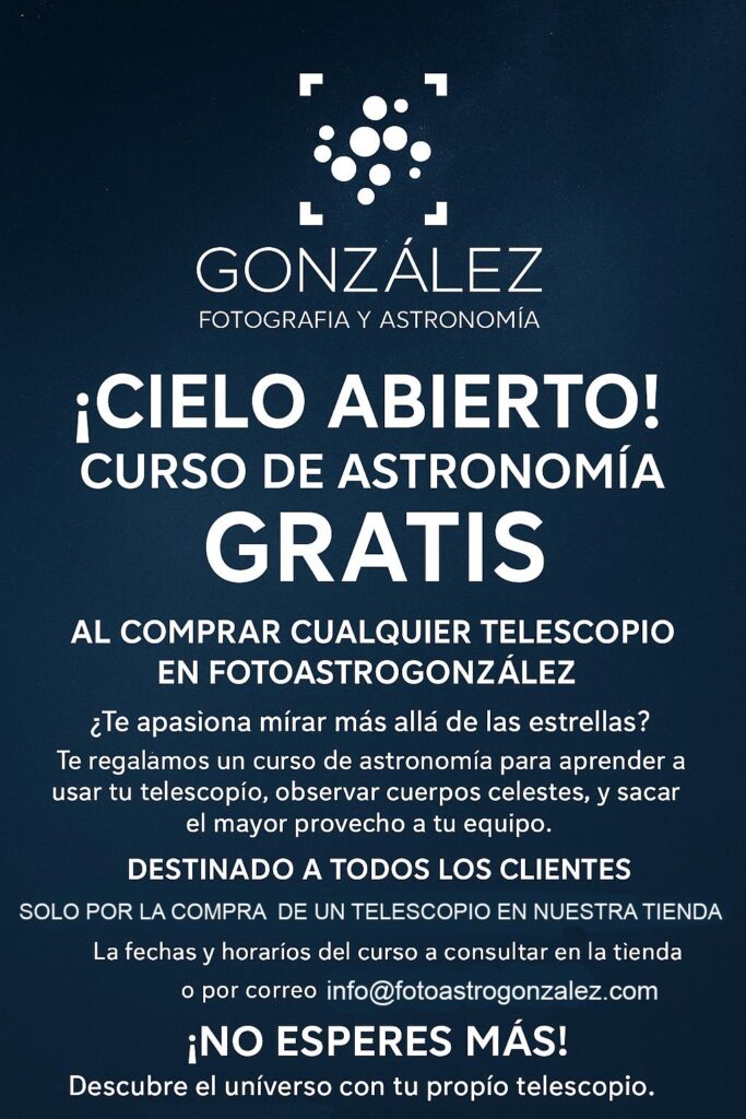Curso de astronomía gratis al comprar un telescopio en González Fotografía y Astronomía